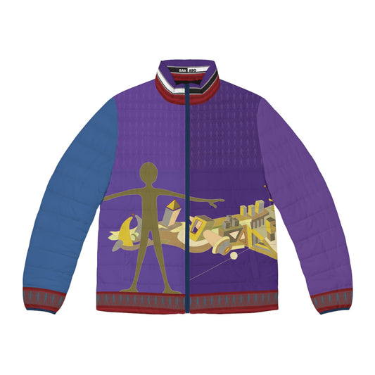 Abstract Cityscape Puffer Jacket — Men's Artistic Urban Winter Coat Printify bakabo.club