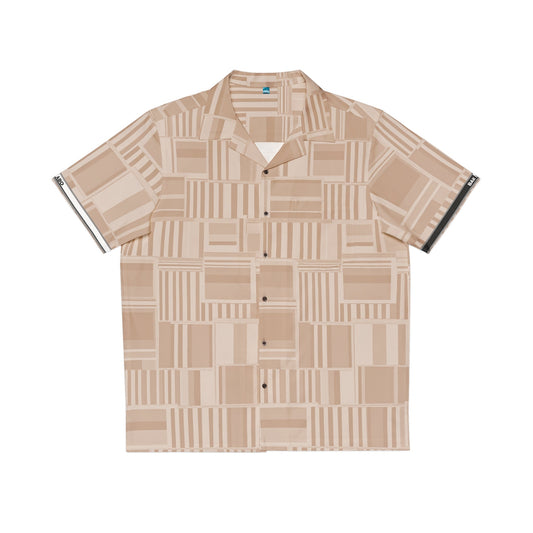Beige Geo Patchwork Hawaiian Shirt Printify bakabo.club