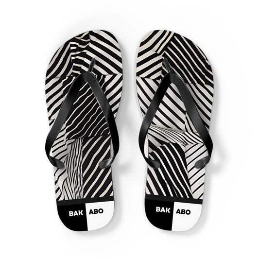 Zebra Stripe Flip Flops — Black & White Optical Pattern Beach Sandals Printify bakabo.club