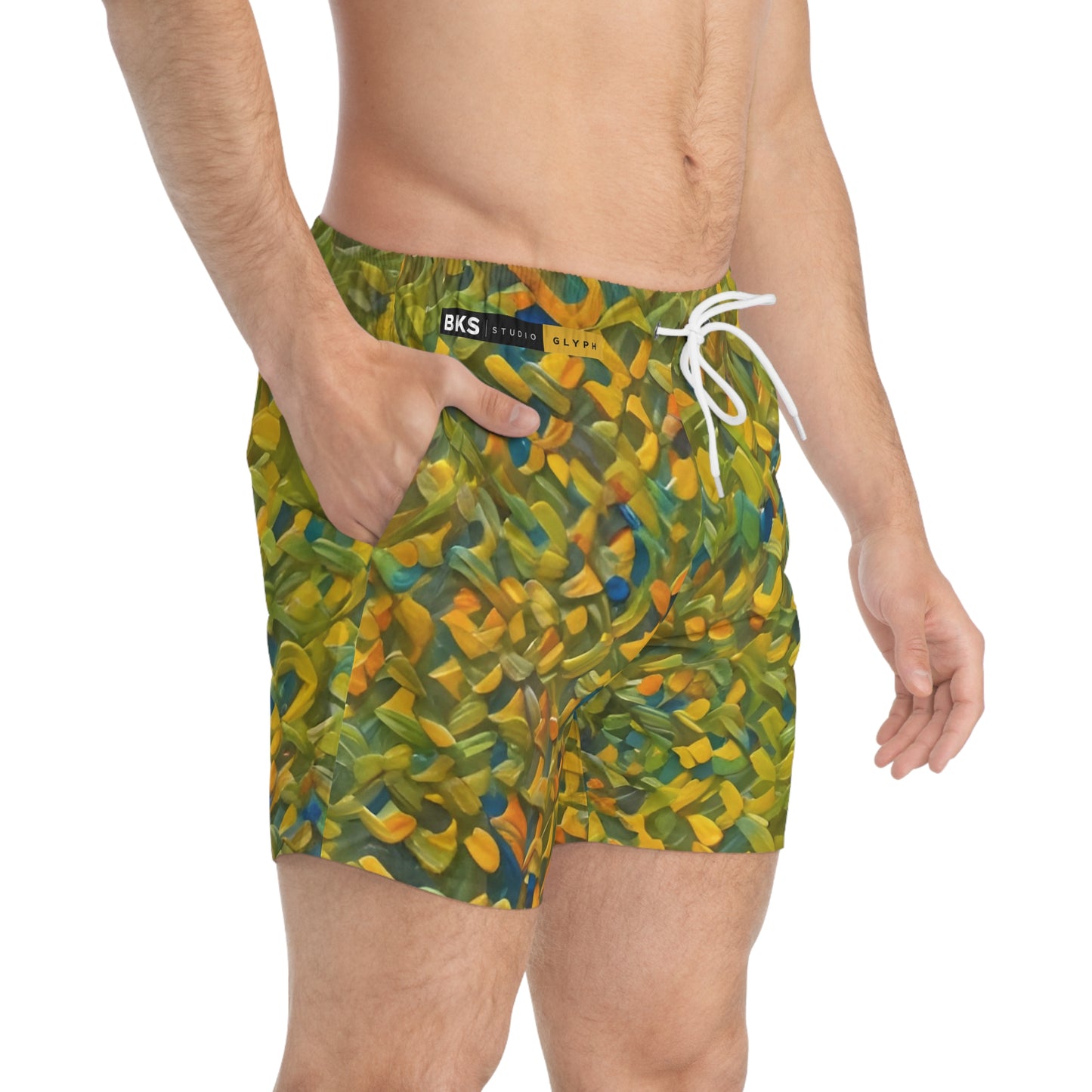 BKS Glyph Yellow Mosaic™ Swim Trunks