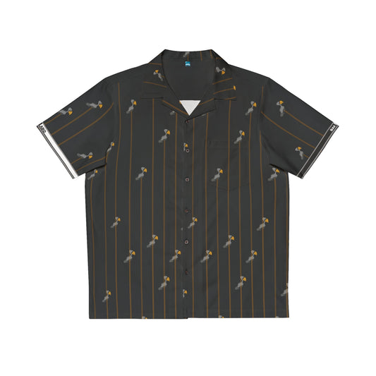 Men's Hawaiian Shirt — Vintage Palm Pinstripe AOP Printify bakabo.club