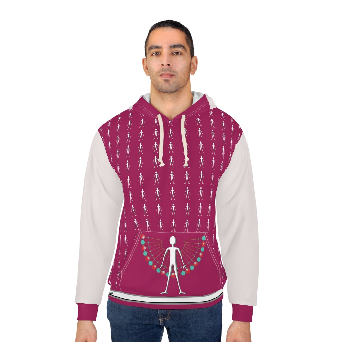 Hoodie - Festive String Lights Stick Figure All-Over Print Pullover Printify bakabo.club