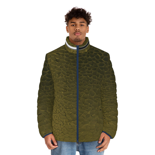 Olive Textured Scale Puffer Jacket — Men's Lightweight... BakAbo Studio BKS bakabo.club