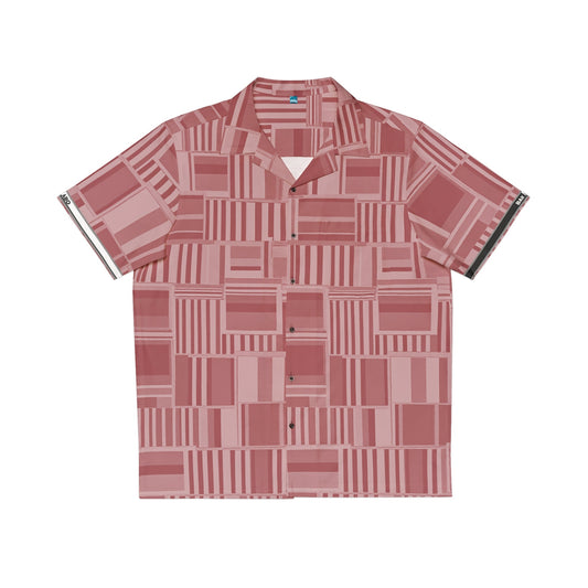 Men's Retro Geometric Hawaiian Shirt — Rose Block Pattern Printify bakabo.club