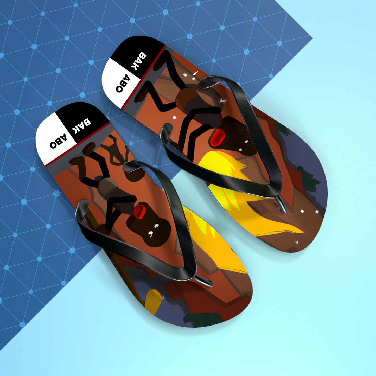 Tribal Fire Dance Flip Flops – Bold Illustration Beach Sandals Printify bakabo.club