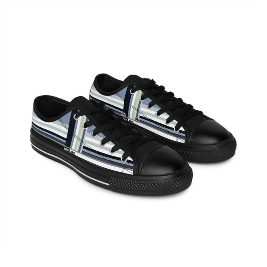Striped Leather-Trim Men's Sneakers — Black & Grey Casual Shoes Printify bakabo.club