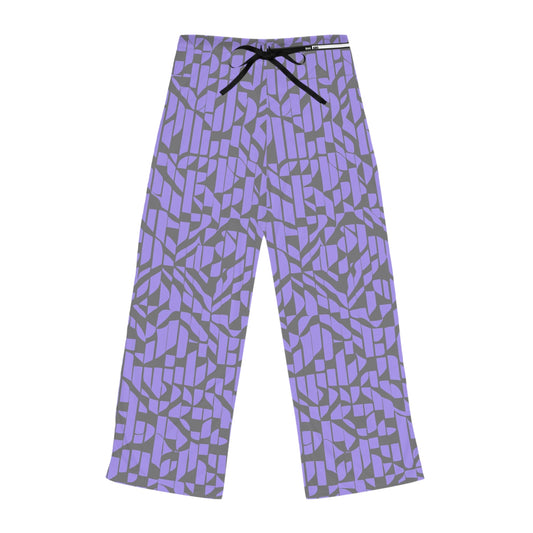 Purple Geometric Lounge Pajama Pants — Women's Cozy Sleepwear Printify bakabo.club