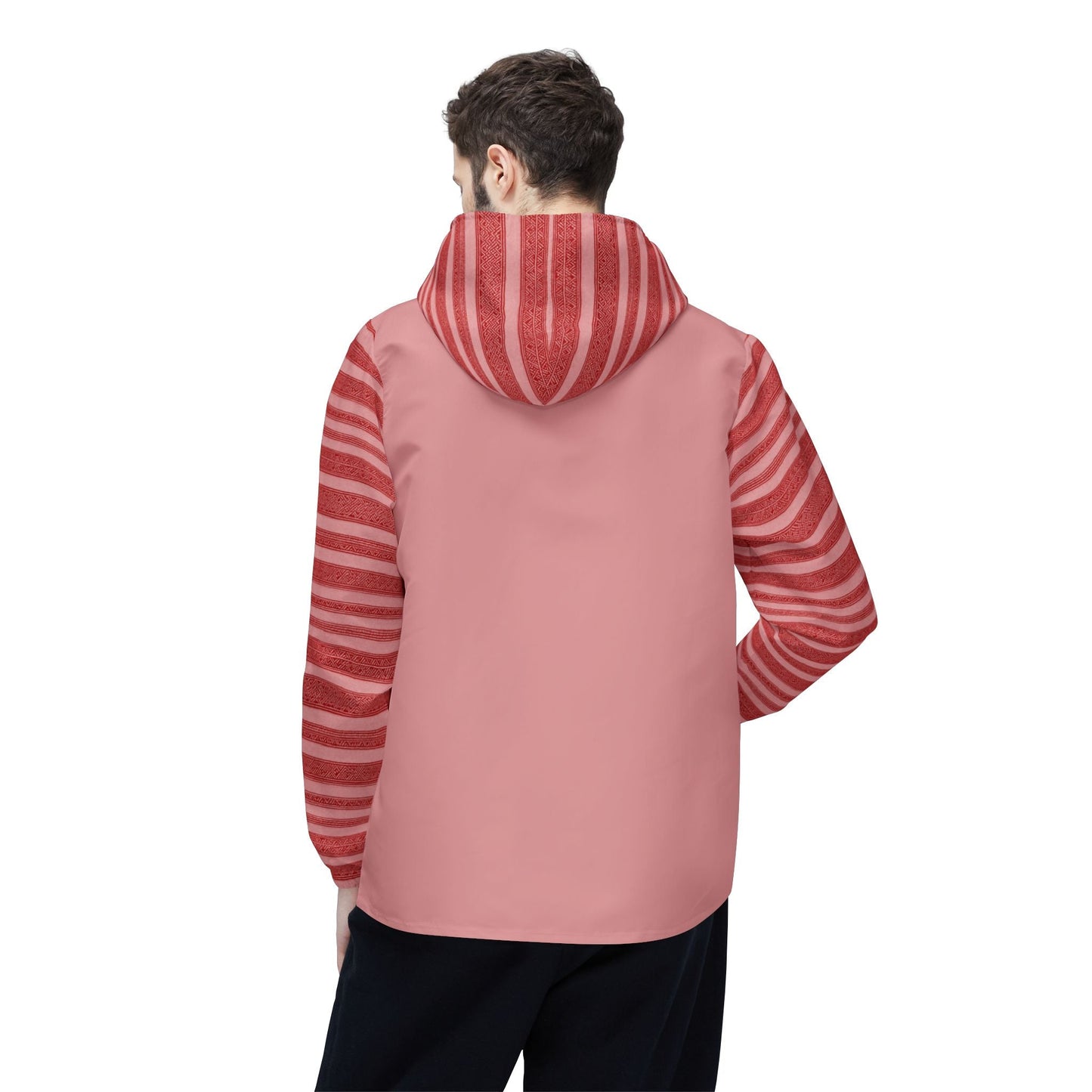 Striped Red Windbreaker Jacket — Lightweight Hooded Zip-Up Printify bakabo.club