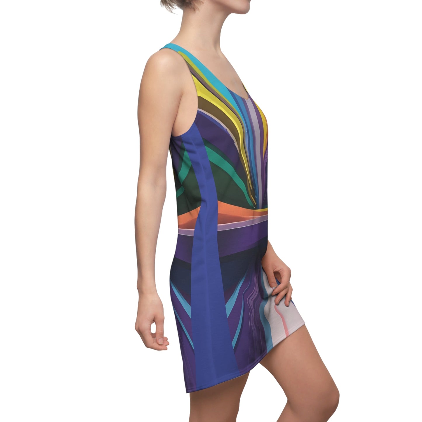 Abstract Rainbow Racerback Dress — Vibrant All-Over Print Printify bakabo.club