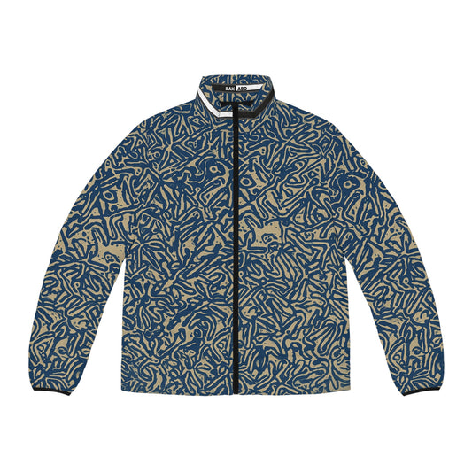 Abstract Navy Coral Puffer Jacket BakAbo Studio BKS bakabo.club