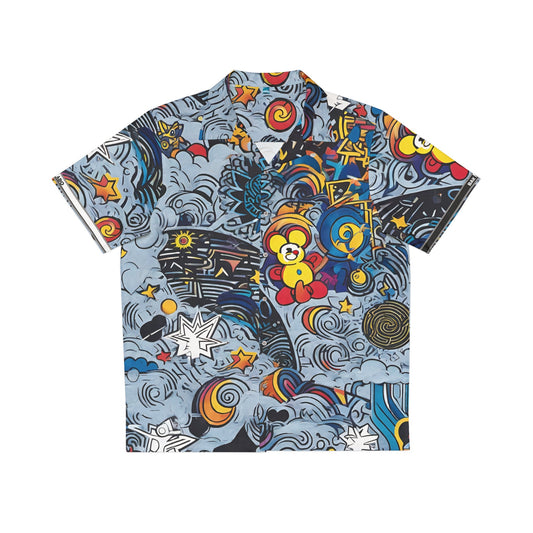 Psychedelic Surf Art Hawaiian Shirt — Colorful Ocean Waves & Stars AOP Printify bakabo.club
