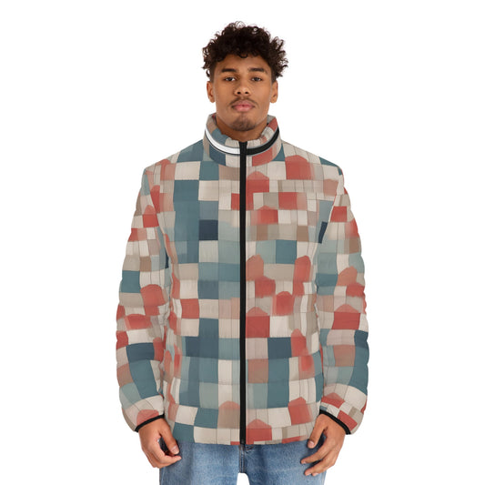 Abstract Block Pattern Puffer Jacket BakAbo Studio BKS bakabo.club