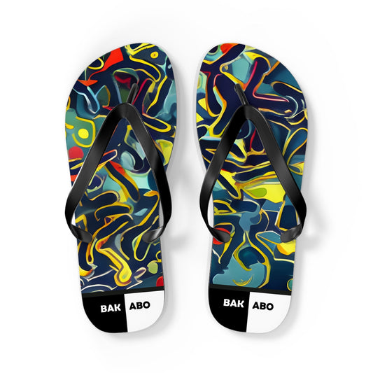 Abstract Neon Swirl Flip Flops Printify bakabo.club