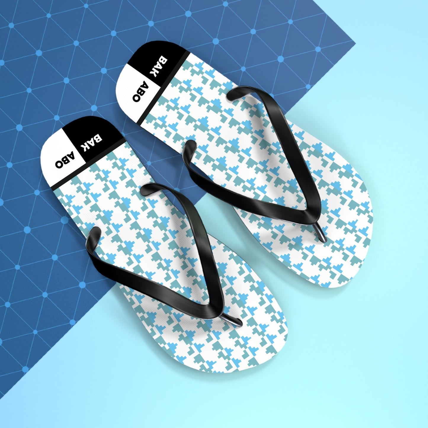 Blue Houndstooth Flip Flops – Lightweight Summer Beach Sandals Printify bakabo.club