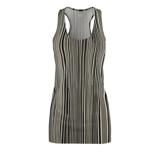Racerback Stripe Dress — Neutral Vertical Striped AOP Summer Dress Printify bakabo.club