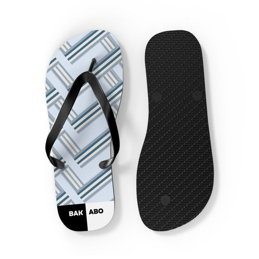 Blue Geometric Flip Flops — Light Plaid Summer Sandals Printify bakabo.club