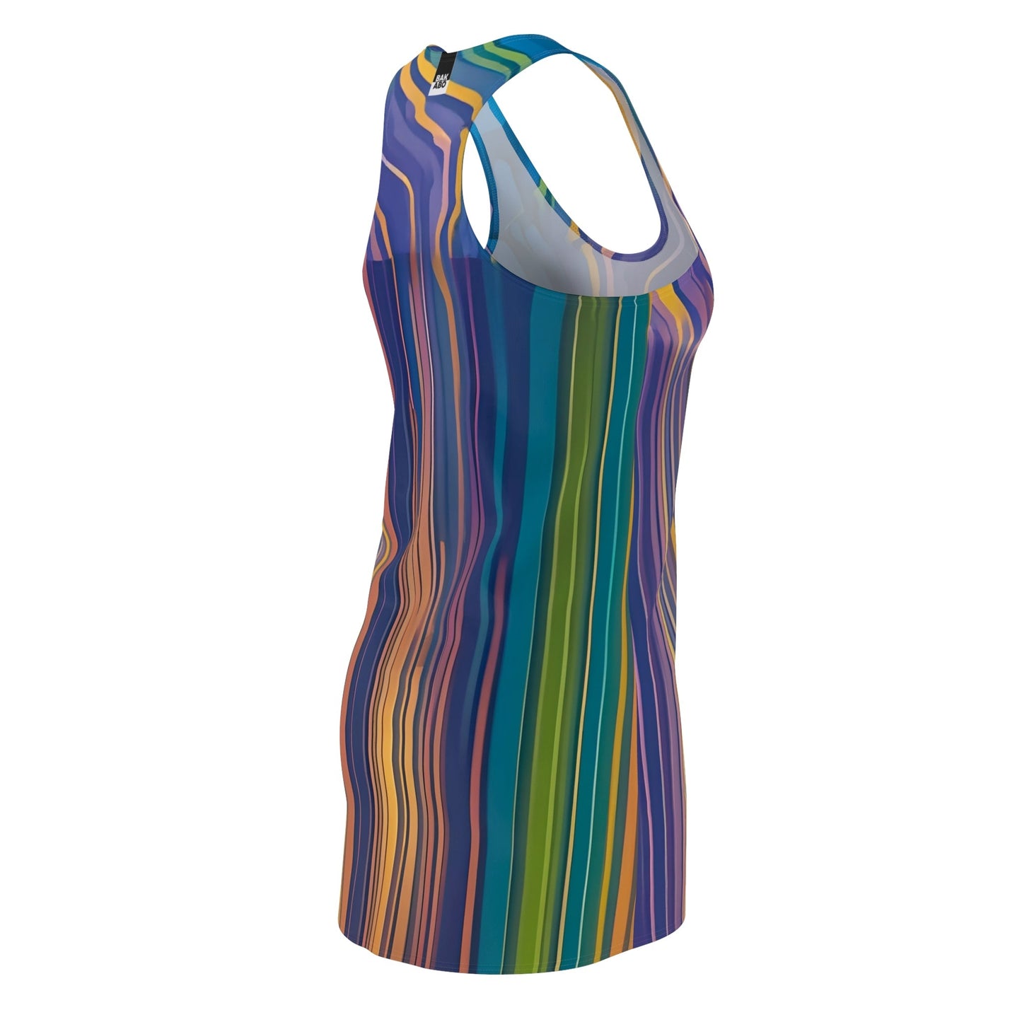 Abstract Rainbow Stripe Racerback Dress — Vibrant All-Over Print