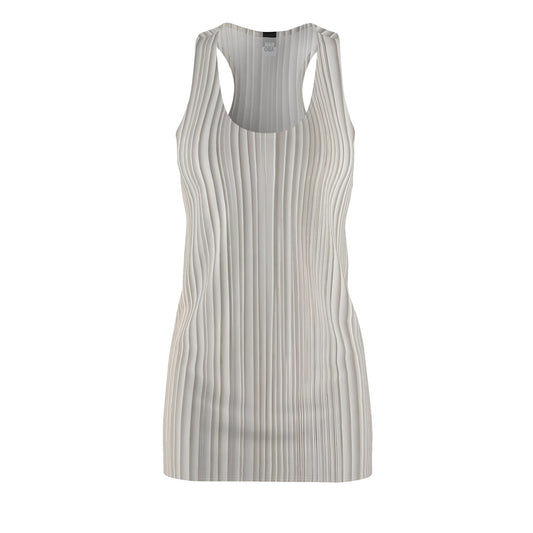 Racerback Dress – Neutral Vertical Ribbed Print, Women's Summer Tank Dress Printify bakabo.club