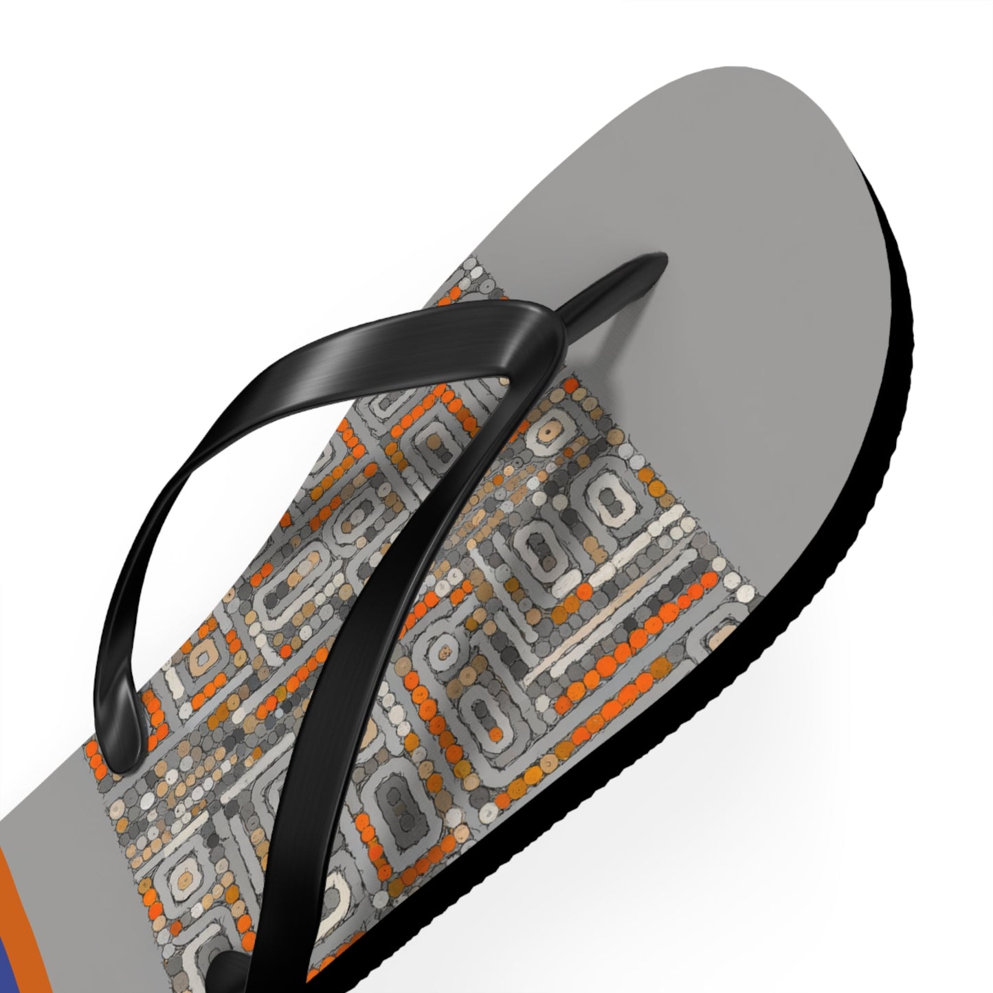 Flip Flops - Retro Geometric Pattern with Orange & Blue Stripes (BAK ABO Accent) Printify bakabo.club