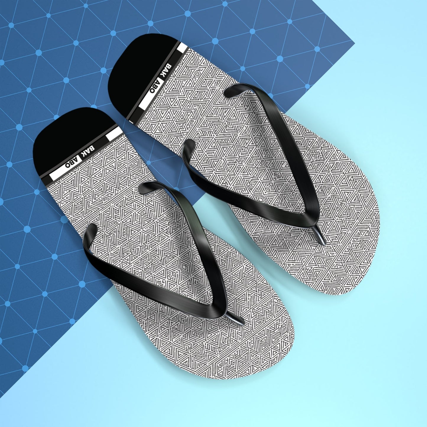 Gray Geometric Pattern Flip Flops – Minimalist Beach Sandals Printify bakabo.club