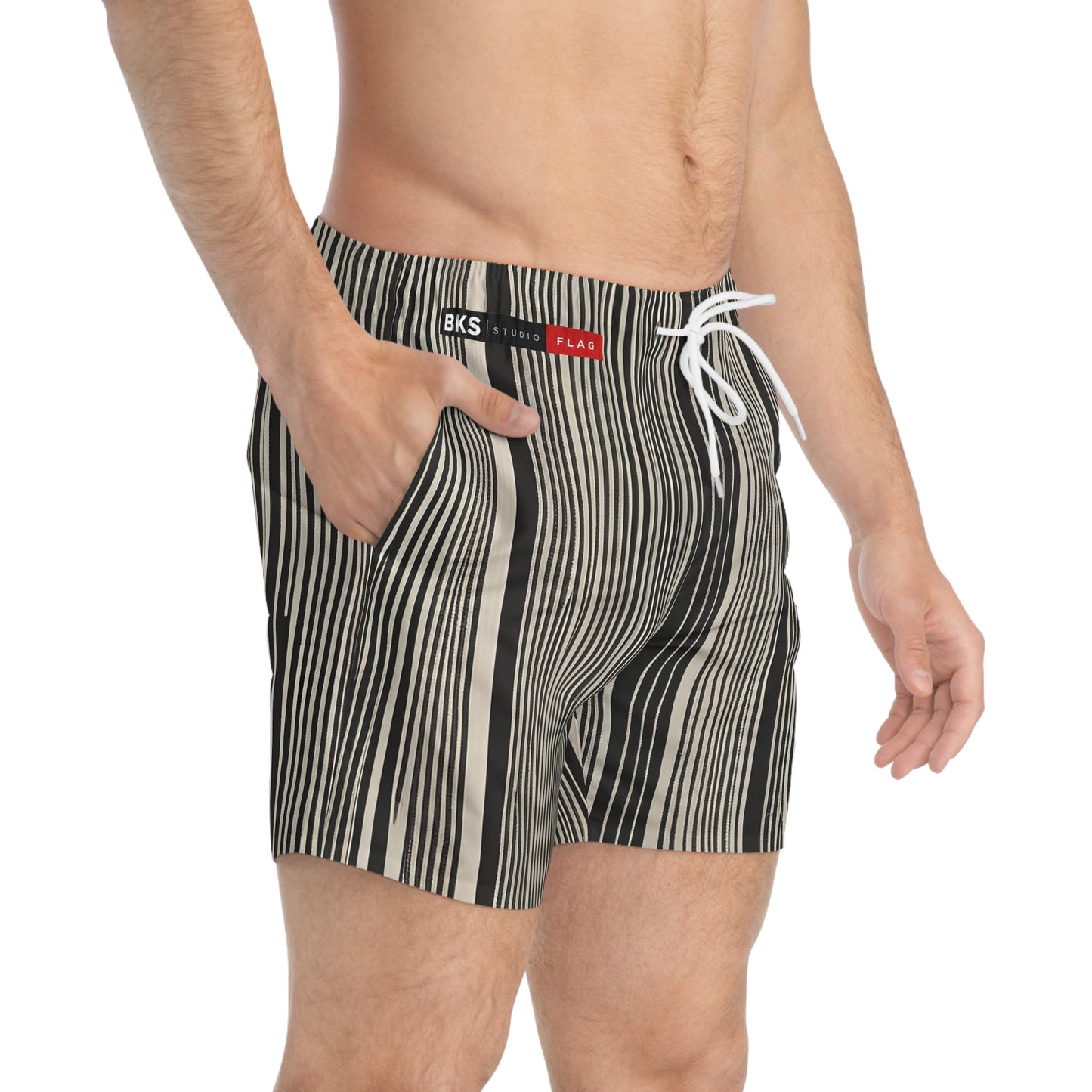 BKS Flag Striped Black™ Swim Trunks