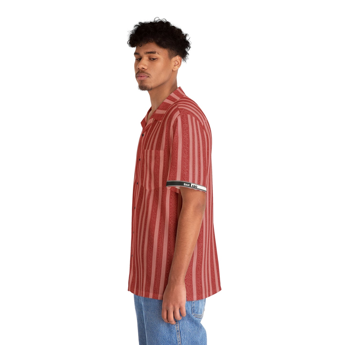 Red Stripe Hawaiian Shirt - Men's Casual Aloha Button-Up Printify bakabo.club