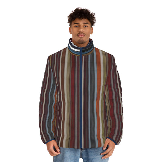 Striped Retro Puffer Jacket — Vintage-Inspired... Printify bakabo.club