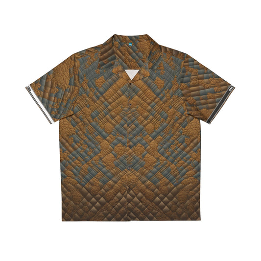 Men's Tropical Brown Quilted Pattern Hawaiian Shirt Printify bakabo.club