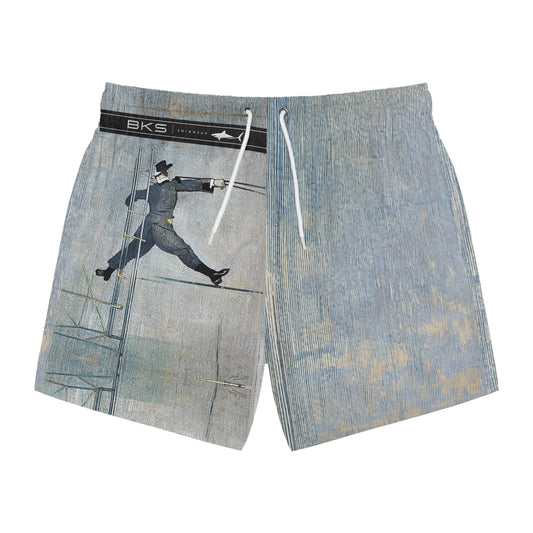 Vintage Circus Acrobat Swim Trunks — Retro Stuntman AOP Swim Shorts Printify bakabo.club
