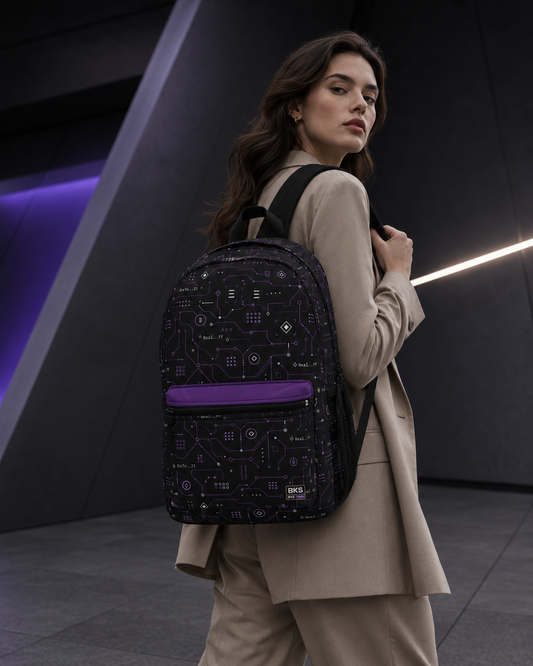 Token Circuit Hash™ Backpack — flat lay