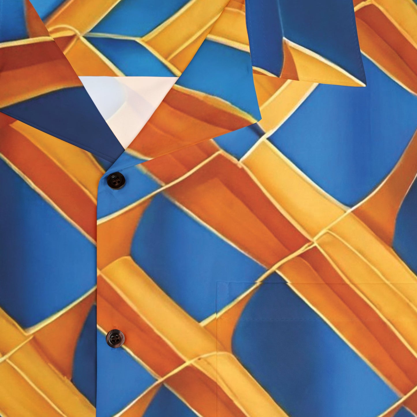 Men's Geometric Blue & Orange Hawaiian Shirt — Tropical Abstract AOP Printify bakabo.club
