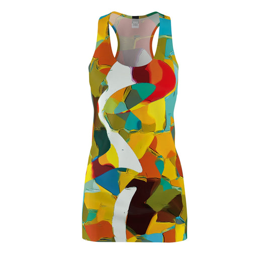 Abstract Color Splash Racerback Dress - Vibrant All-Over Print Printify bakabo.club