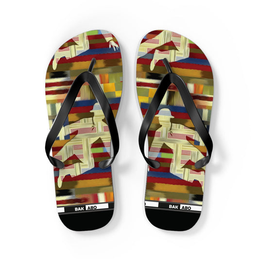 Abstract Colorblock Flip Flops – Bold Geo Beach Sandals Printify bakabo.club