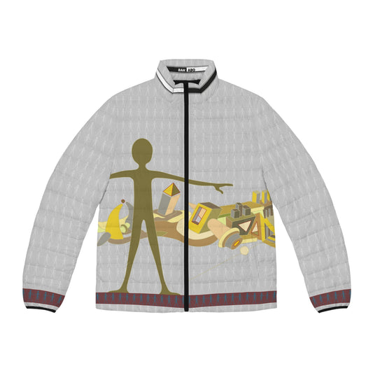 Puffer Jacket — Abstract Figure & Urban Collage All-Over... BakAbo Studio BKS bakabo.club