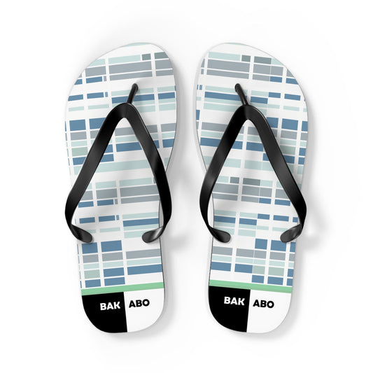 Plaid Blue Grid Flip Flops — Casual Beach Sandals with Modern Geometric Pattern Printify bakabo.club