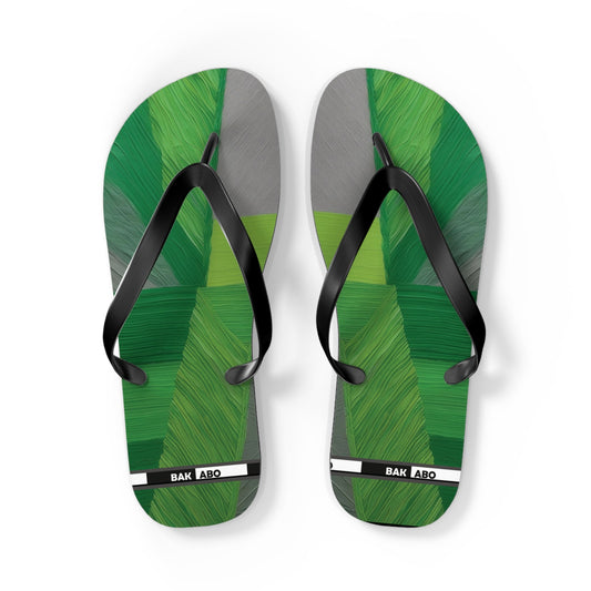 Tropical Green Brushstroke Flip Flops — Palm Leaf Beach Sandals Printify bakabo.club