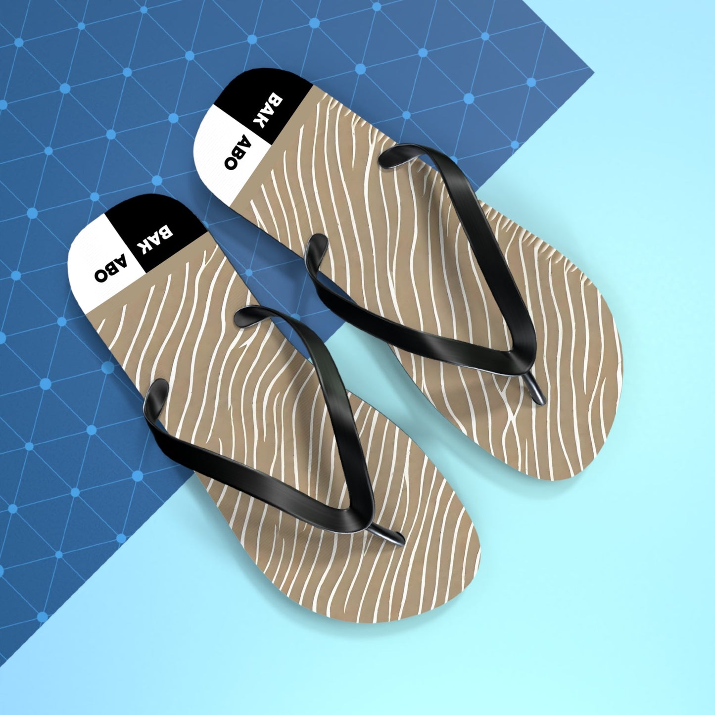 Wavy Sand Stripe Flip Flops — Beach Casual Sandal with Subtle Logo Printify bakabo.club