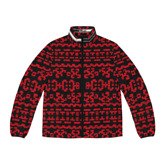Red & Black Geometric Puffer Jacket BakAbo Studio BKS bakabo.club