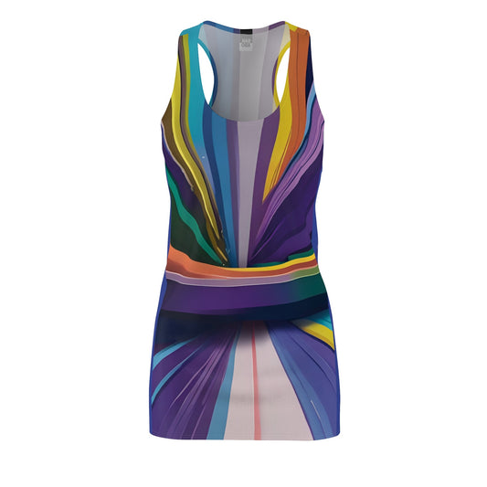 Abstract Rainbow Racerback Dress — Vibrant All-Over Print Printify bakabo.club