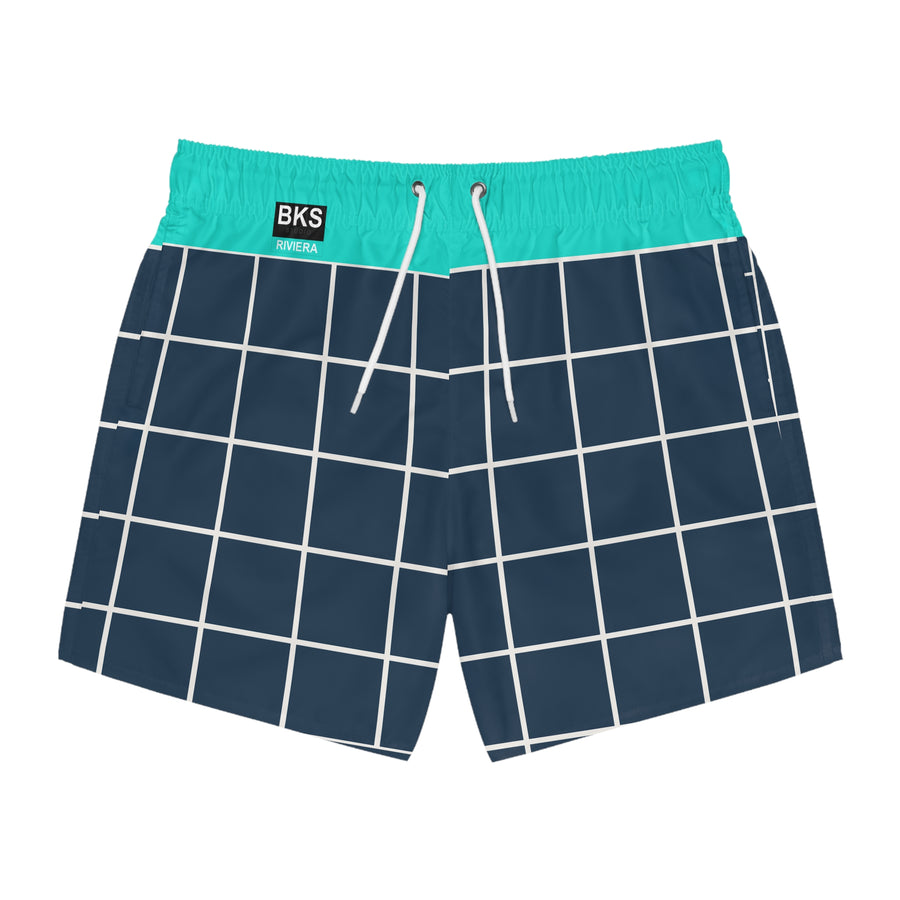 BKS Riviera Coast Grid Blue™ Swim Trunks