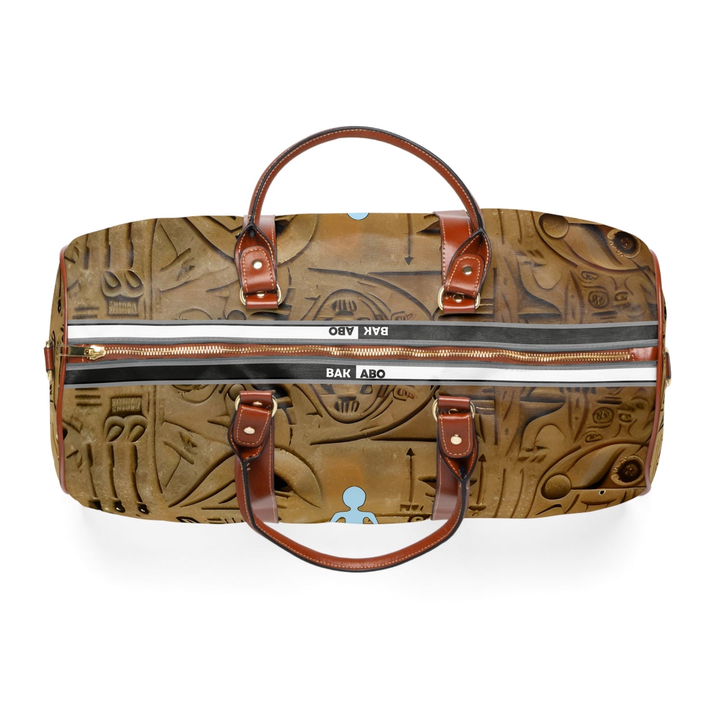 Egyptian Hieroglyph Travel Duffle — Waterproof Weekend Bag with Stick Figure Motif Printify bakabo.club