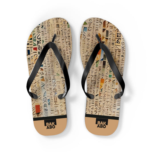 Egyptian Hieroglyph Flip Flops – Ancient Script Beach Sandals Printify bakabo.club