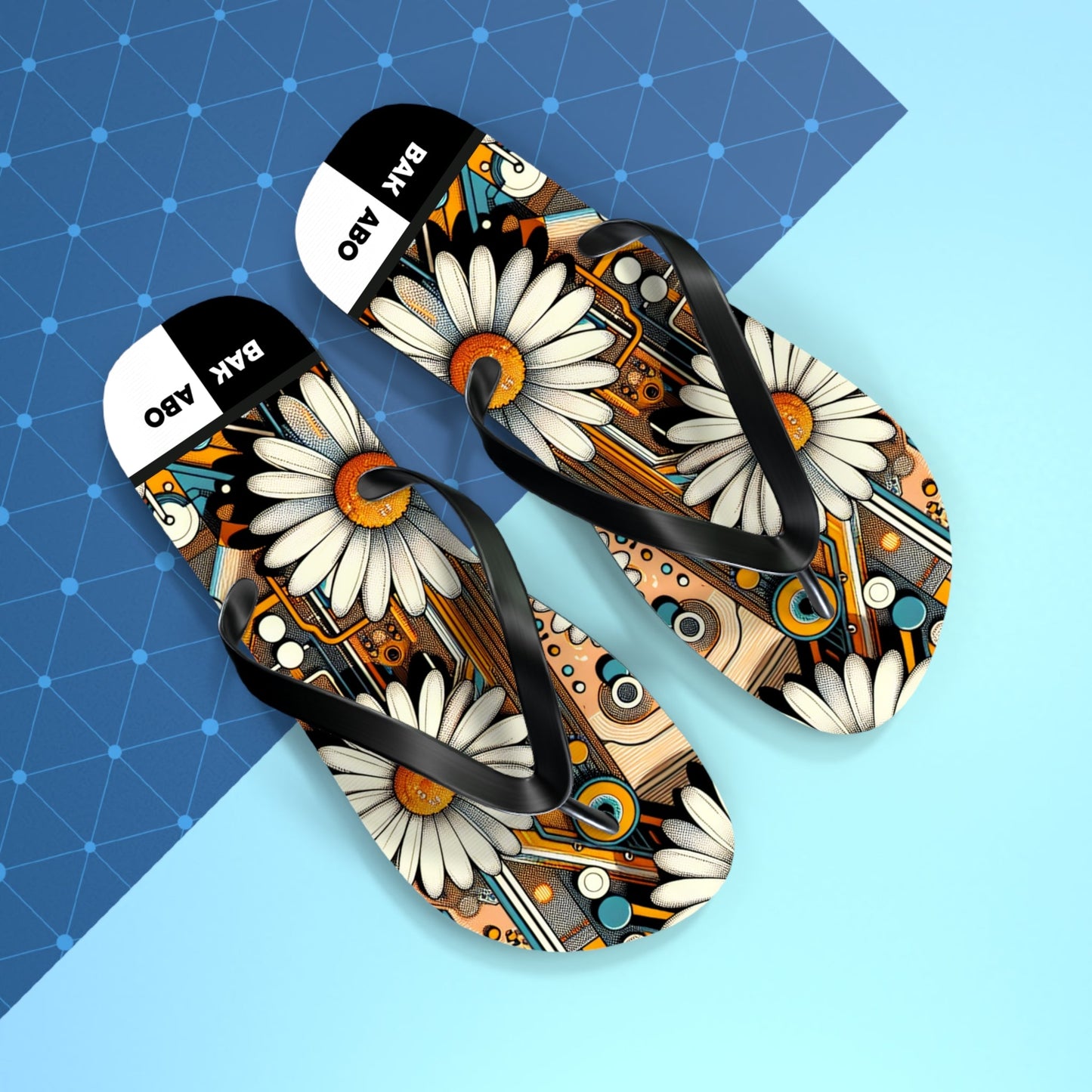 Daisy Retro Flip Flops — Boho Floral Beach Sandals Printify bakabo.club