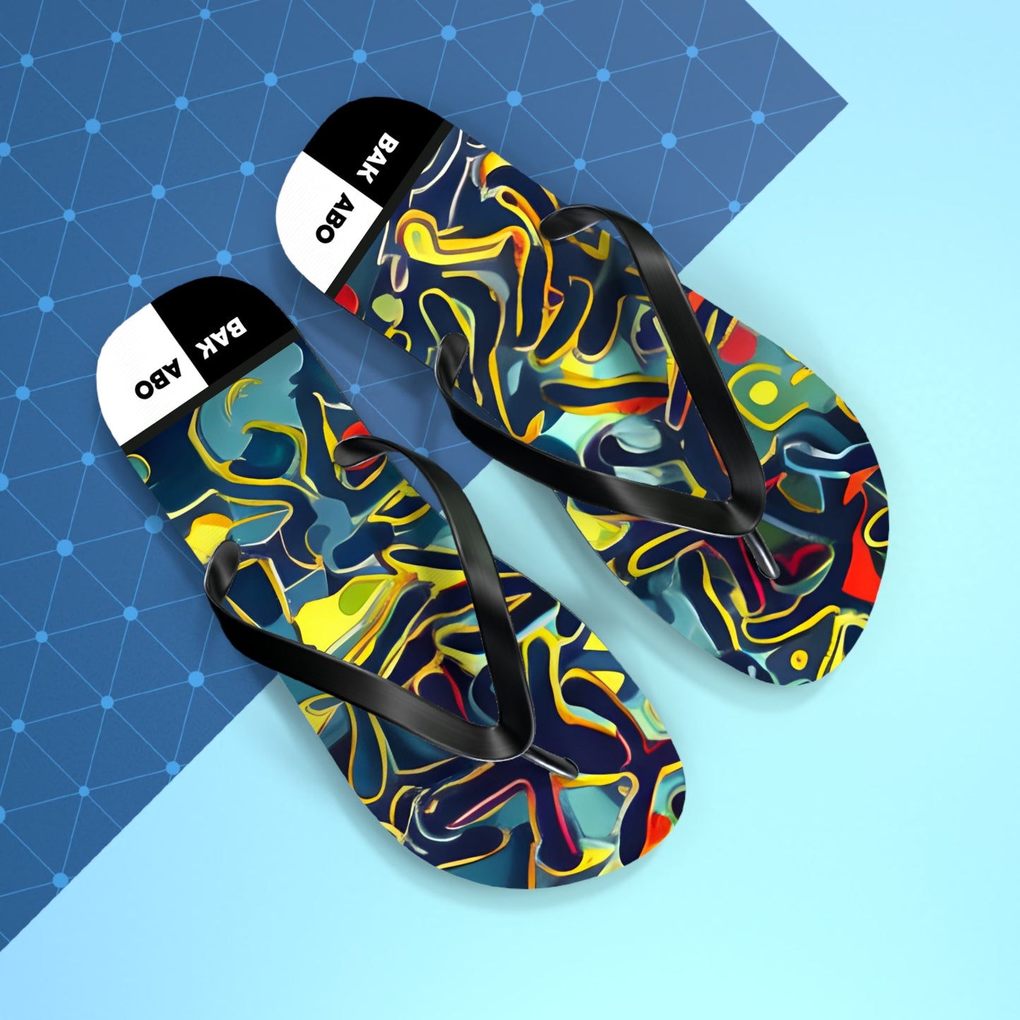 Abstract Neon Swirl Flip Flops Printify bakabo.club