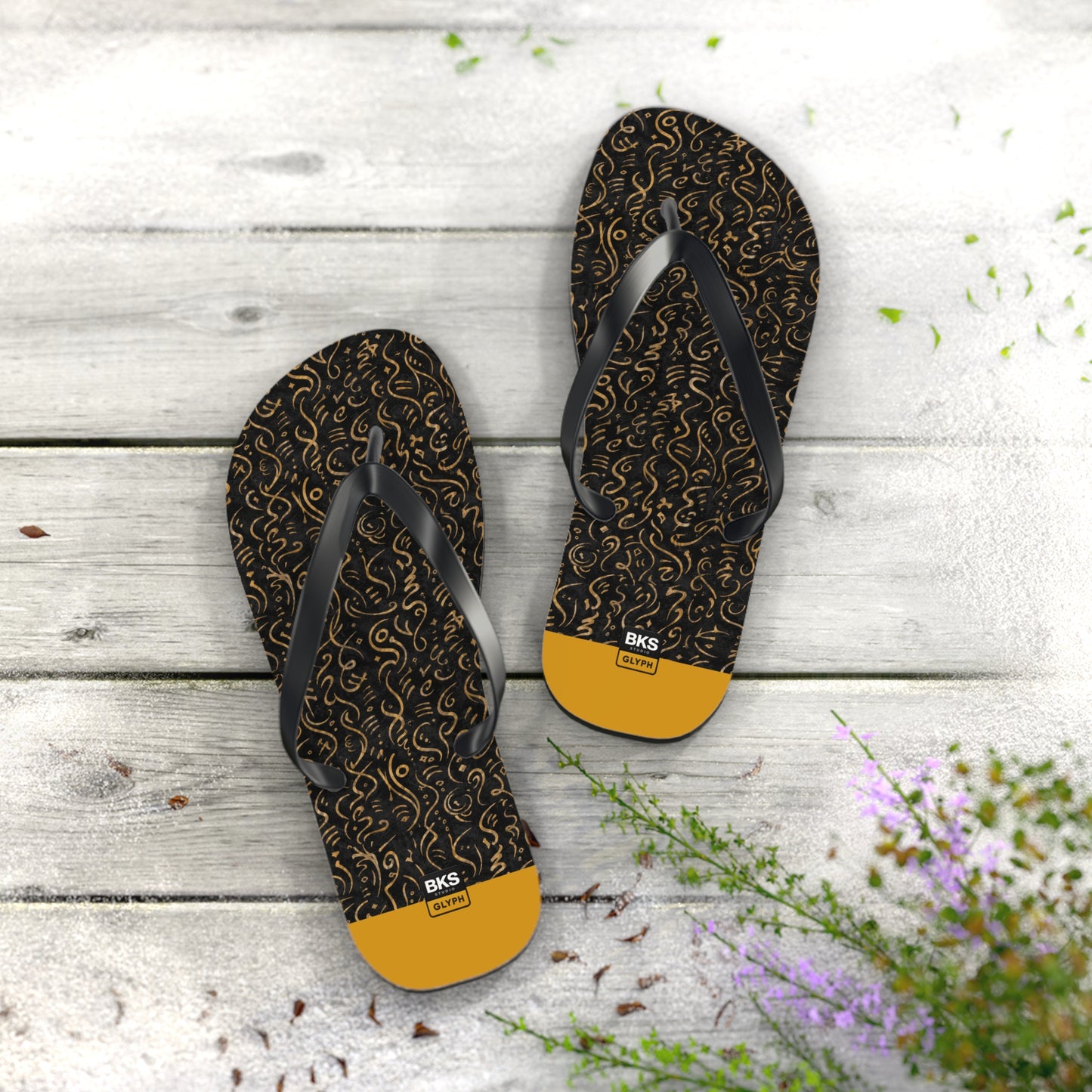 BKS Glyph Mosaic Golden™ Flip Flops