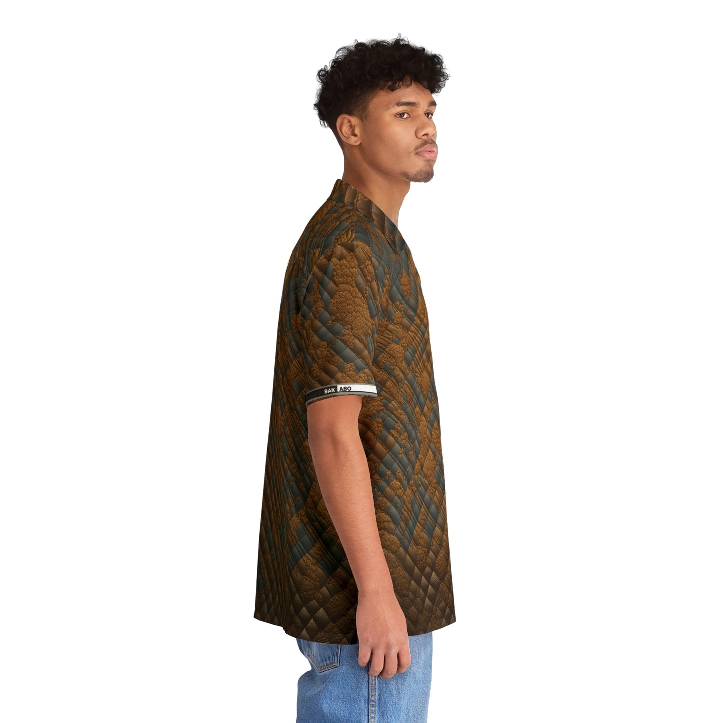 Men's Tropical Brown Quilted Pattern Hawaiian Shirt Printify bakabo.club
