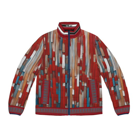 Abstract Red Mosaic Puffer Jacket BakAbo Studio BKS bakabo.club