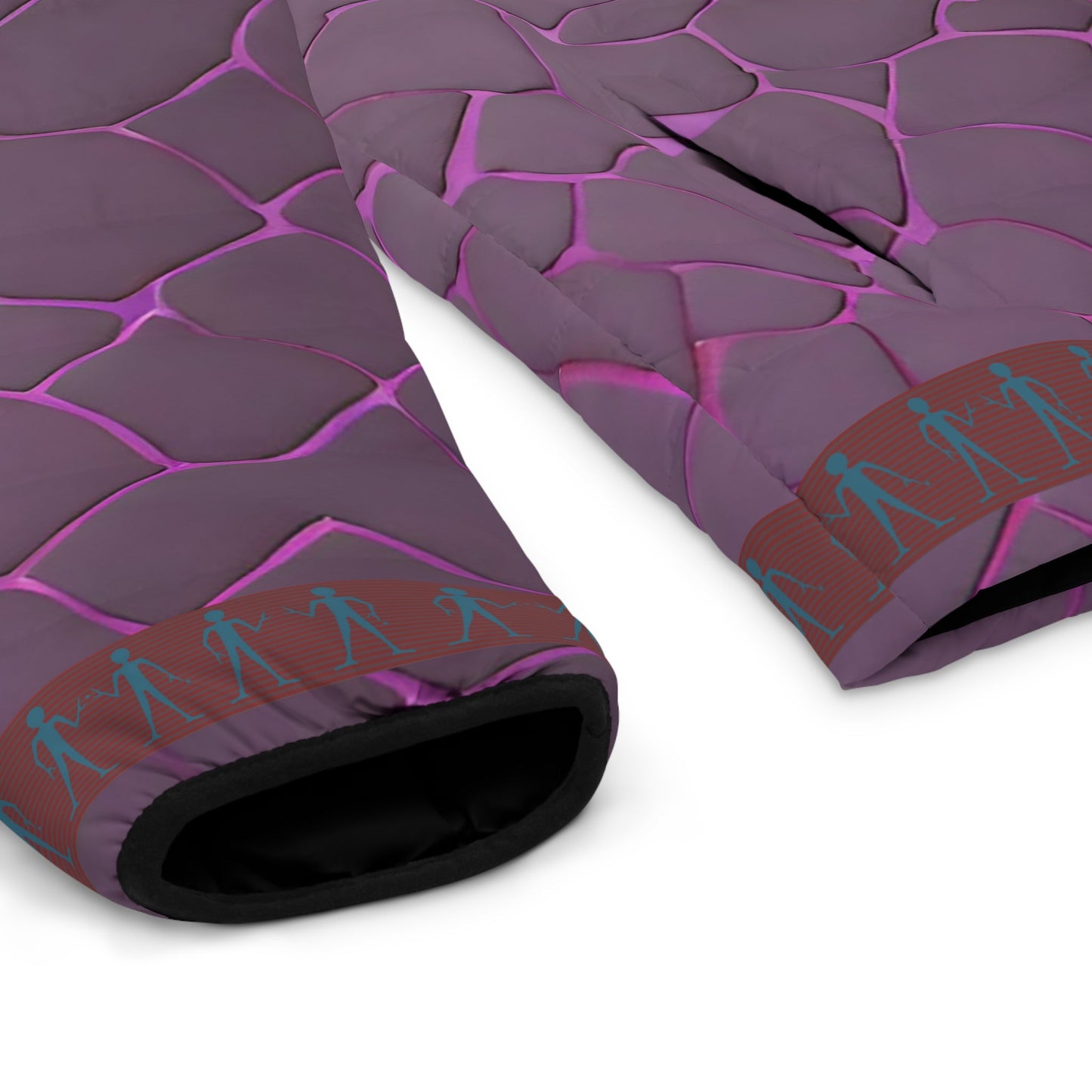 Purple Cracked Stone Puffer Jacket — Textured All-Over Print Men’s Outerwear Printify bakabo.club