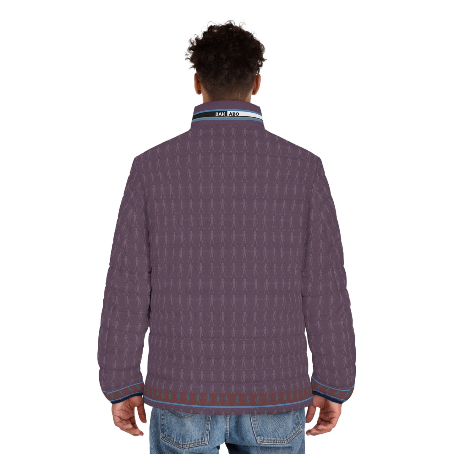 Puffer Jacket — Subtle Geometric Plum All-Over Print