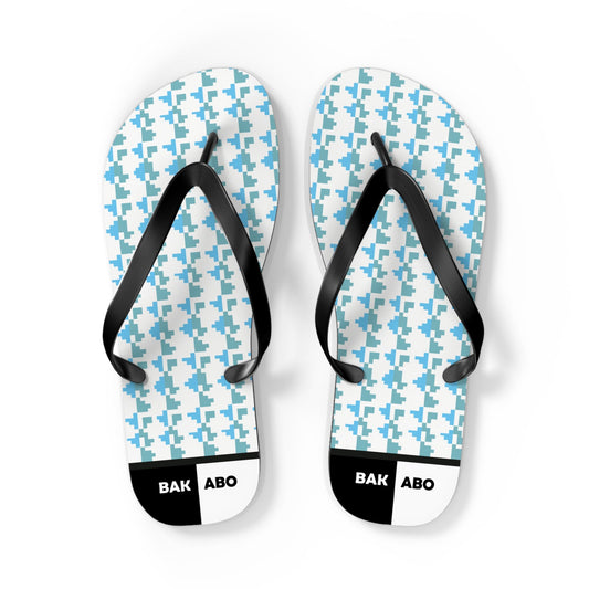 Blue Houndstooth Flip Flops – Lightweight Summer Beach Sandals Printify bakabo.club